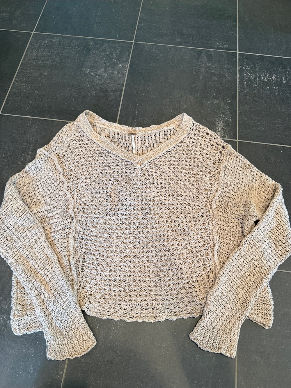Free People V-Neck Open Knit Sweater size XS